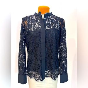 J.Crew Button-up black lace top, with camisole. Size 4.  Never worn, no tags.